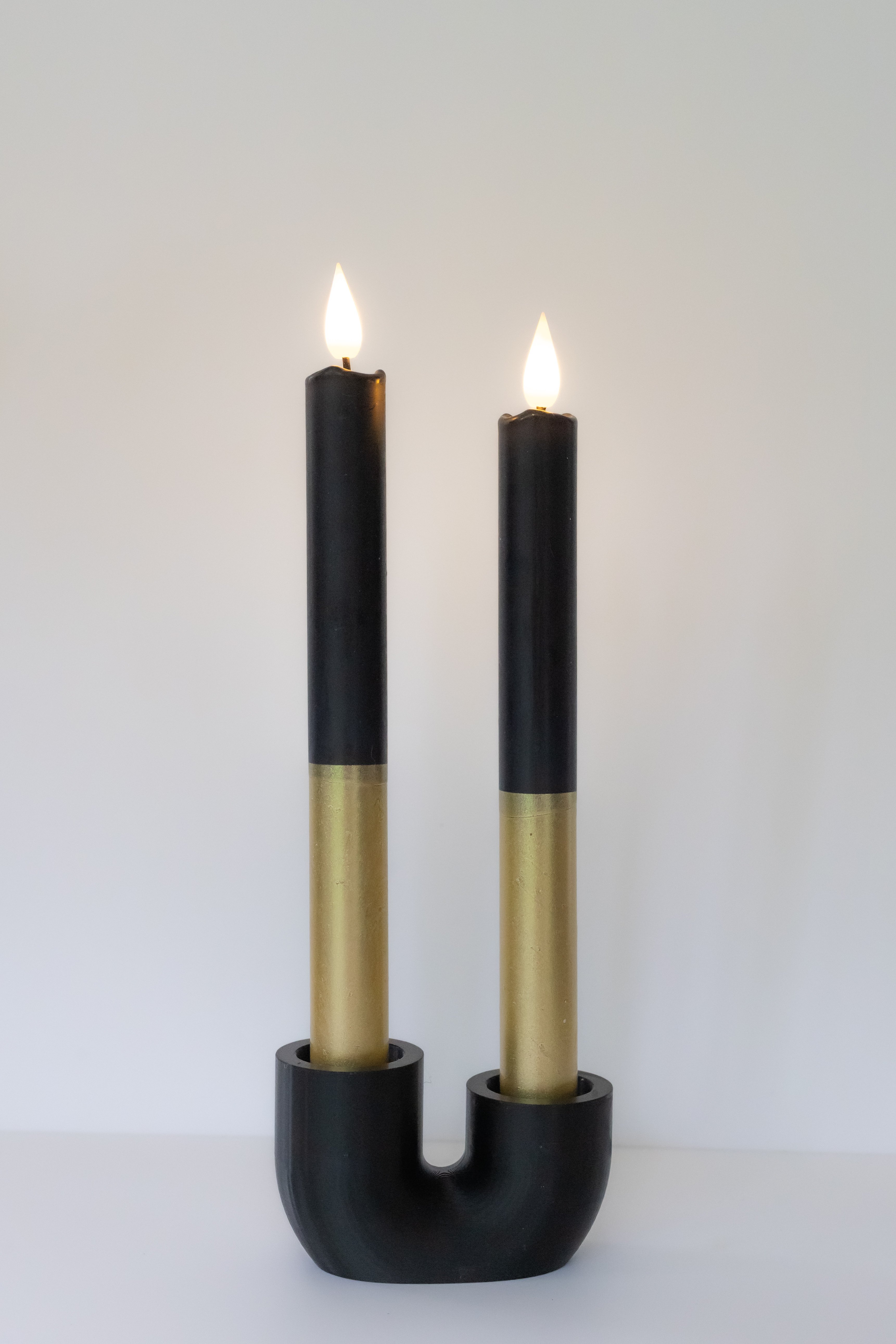 LED Dip Dye Kerze schwarz/gold Set von 2